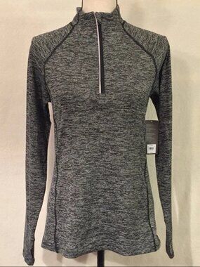 NWT Old Navy active grey & black stripe 1/4 zip pullover jacket